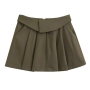 non-stretch pleated folding design skirt_Dark Green