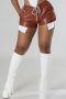 sexy slight stretch pu leather 7 colors drawstring shorts(added colors again)_Black_Pink_Magenta_Yellow_Orange_Brown