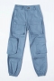 inelastic 3 colors solid color with pocket casual cargo pants_Black_Orange_Haze Blue