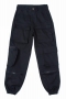 inelastic 3 colors solid color with pocket casual cargo pants_Black