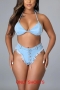 slight stretch high waist single breasted stylish sexy denim shorts(only shorts)_Sky Blue