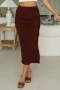 slight stretch 6 colors slit drawstring stylish all-match maxi skirt_Black_Rose Red