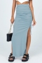 slight stretch 6 colors slit drawstring stylish all-match maxi skirt_Black_Rose Red_Sky Blue