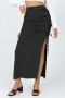 slight stretch 6 colors slit drawstring stylish all-match maxi skirt_Black