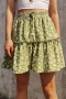 non-stretch 3 colors daisy printing stylish all-match mini skirt(only skirt)_Black_Pink_Green
