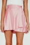 non-stretch 7 colors satin high waist tied stylish mini skirt(only skirt)_Black_Dark Green_Rose Red_Beige_Sky Blue_Brown_Pink