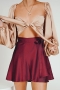 non-stretch 7 colors satin high waist tied stylish mini skirt(only skirt)_Black_Dark Green_Rose Red