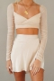 non-stretch 7 colors satin high waist tied stylish mini skirt(only skirt)_Black_Dark Green_Rose Red_Beige