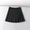 non-stretch 4 colors zip-up high waist stylish pleated mini skirt(with lined)_Black
