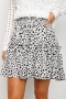 casual non-stretch 4 colors leopard printed all-match mini skirt(only skirt)_Black_White
