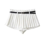 casual non-stretch 3 colors high waist pleated skort with belt(size run small)_Black_White