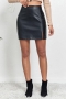 sexy slight stretch 2 colors crocodile pattern slit zip-up pu leather mini skirt_Black