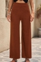 casual stretch solid color high-waist wide leg pants_Black_Reddish Brown