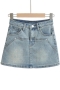 stylish slight stretch high waist slim all-match denim mini skirt(with lined)_Black_Blue