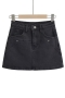 stylish slight stretch high waist slim all-match denim mini skirt(with lined)_Black