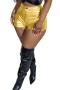 sexy plus size slight stretch pu orange zip-up hot shorts (new added colors)_Black_Pink_Red_Orange_Green_Blue_Darkviolet_Gold