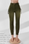 slight stretch pockets zip-up button stylish casual all-match cargo pants_Black_Dark Gray_Rose Red_Dark Green