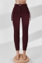 slight stretch pockets zip-up button stylish casual all-match cargo pants_Black_Dark Gray_Rose Red