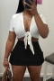 sexy non-stretch solid color 4-colors tooling pocket zip-up slim mini skirt_Black