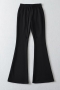 stylish 5 colors stretch drawstring pocket high waist flared pants_Black