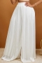 casual plus size slight stretch solid color pleated wide-leg pants_White