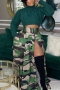 stylish l-4xl plus size stretch camo printing zip-up high waist maxi skirt_Gray_Red_Green