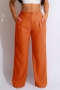 casual plus size 8 colors non-stretch pocket button straight trousers_Black_Red_Magenta_Orange