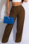 casual plus size 8 colors non-stretch pocket button straight trousers_Black_Red_Magenta_Orange_Green_Blue_Khaki _Brown