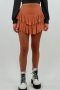 bohemian solid color slight stretch ruffle high waist lined mini skirt_Pink_Yellow_Orange