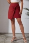 bohemian solid color non-stretch kink high waist mini skirt_Black_Rose Red