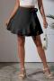 bohemian 5 colors non-stretch lace-up ruffle high waist mini skirt_Black