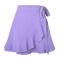 bohemian 5 colors non-stretch lace-up ruffle high waist mini skirt_Black_Green_Blue_Purple
