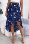 stylish non-stretch batch printing ruffle irregular all-match midi skirt_Orange_Blue_Dark Blue