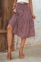 stylish slight stretch floral batch printing high waist midi skirt_Black_Rose Red