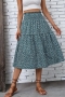 stylish slight stretch floral batch printing high waist midi skirt_Black_Rose Red_Green