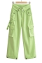 casual non-stretch solid color pocket straight cargo pants size run small_Black_Light Pink_Magenta_Light Green