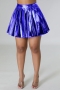 high street plus size slight stretch 5 colors all-match pleated mini skirt_Black_Magenta_Blue
