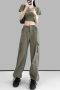 casual non-stretch 6 colors high-waist drawstring cargo pants_Black_Dark Gray_Pink_Magenta_Light Green_Dark Green