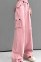 casual non-stretch 6 colors high-waist drawstring cargo pants_Black_Dark Gray_Pink