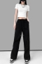 casual non-stretch 6 colors high-waist drawstring cargo pants_Black