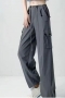 casual non-stretch 6 colors high-waist drawstring cargo pants_Black_Dark Gray
