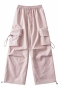 casual non-stretch pocket cargo straight-leg quick-dry pants size run small_Black_White_Light Pink