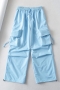 casual non-stretch pocket cargo straight-leg quick-dry pants size run small_Black_White_Light Pink_Magenta_Yellow_Light Green_Sky Blue