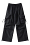 casual non-stretch pocket cargo straight-leg quick-dry pants size run small_Black