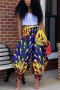 stylish plus size non-stretch fixed printing pocket with belt pants(059515)_Red_Green_Blue