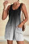 stylish plus size non-stretch pocket gradient color loose overalls_Gray