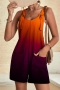 stylish plus size non-stretch pocket gradient color loose overalls#2_Orange
