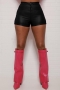 sexy non-stretch solid color high-waist shorts_Black