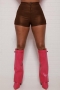 sexy non-stretch solid color high-waist shorts_Black_Magenta_Brown