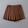 stylish non-stretch pleated 11 colors pocket high waist skort size run small_Black_White_Gray_Dark Gray_Pink_Light Pink_Light Green_Sky Blue_Beige_Khaki _Brown